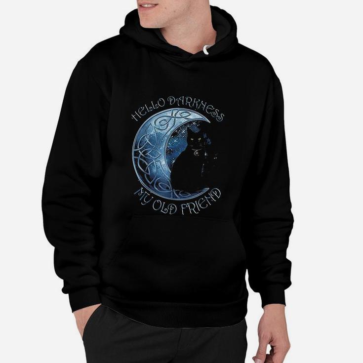 Hello Darkness My Old Friend Funny Cat Moon Hoodie