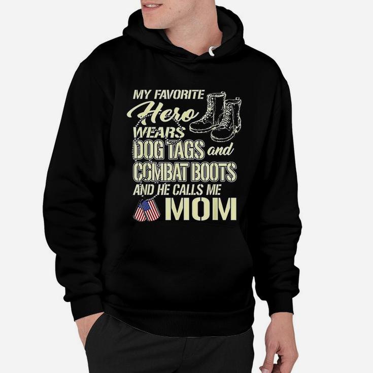 Hero Wears Dog Tags Combat Boots Proud Army Mom Mother Gift Hoodie