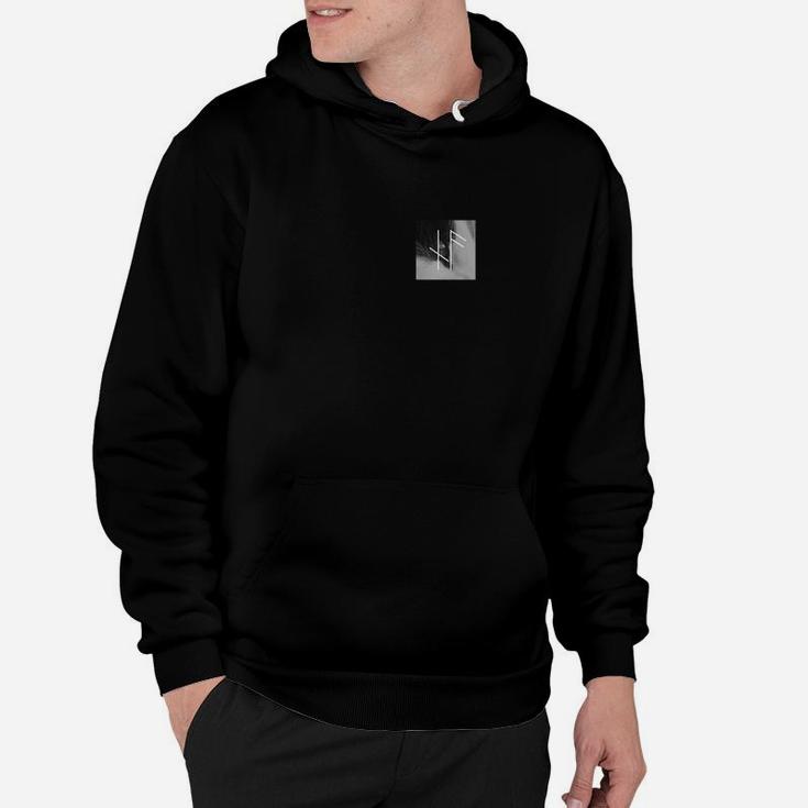 Herren Basic Schwarz Hoodie mit Logo-Design, Stilvolles Freizeitshirt