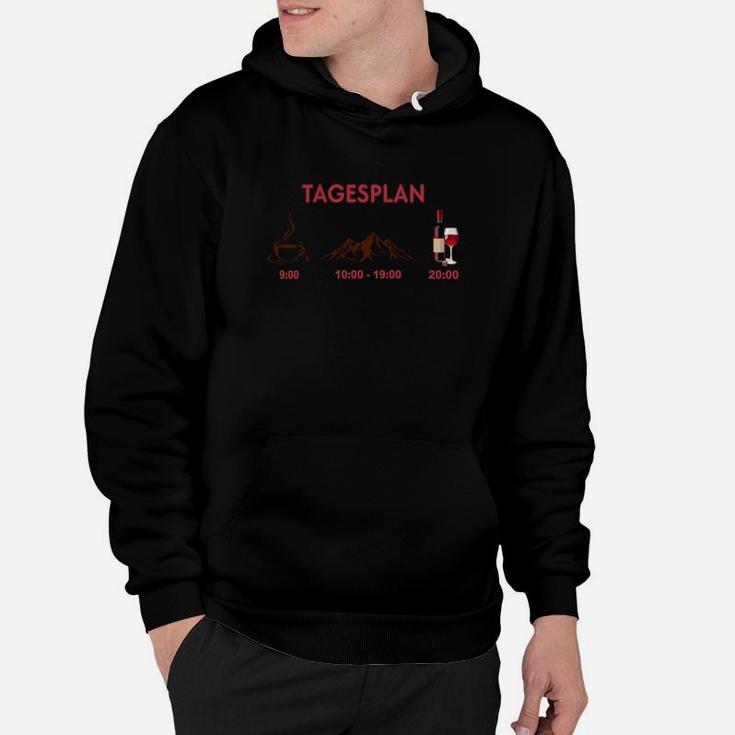 Herren Hoodie Tagesplan Aufdruck, Lustiges Hobby Motiv Schwarz