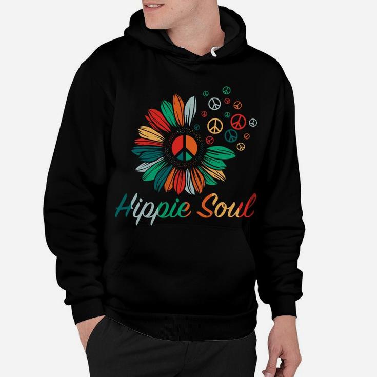 Hippie Soul Sunflower Colorful Peace Sign Hippie Gift Hoodie