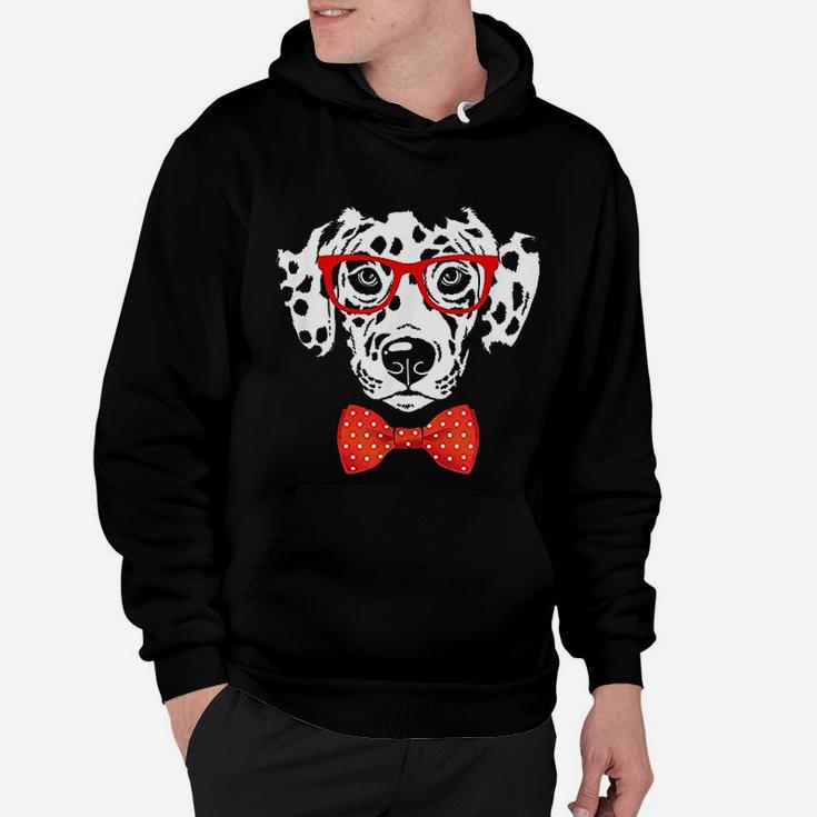 Hipster Dog Dalmatian Wearing Glasses Hoodie