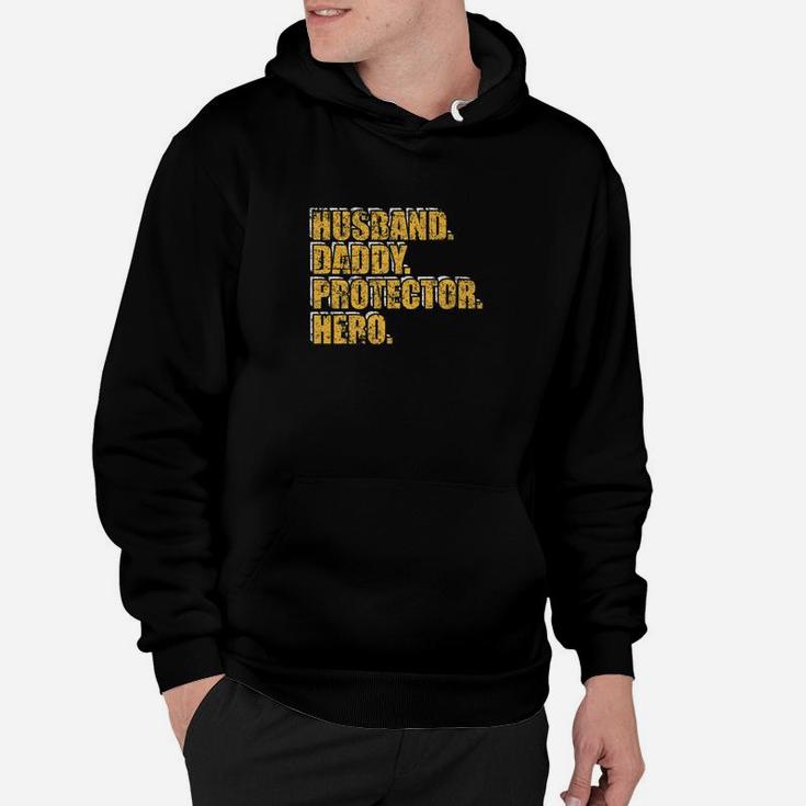 Husband Daddy Protector Hero Dad Father Distressed Hoodie