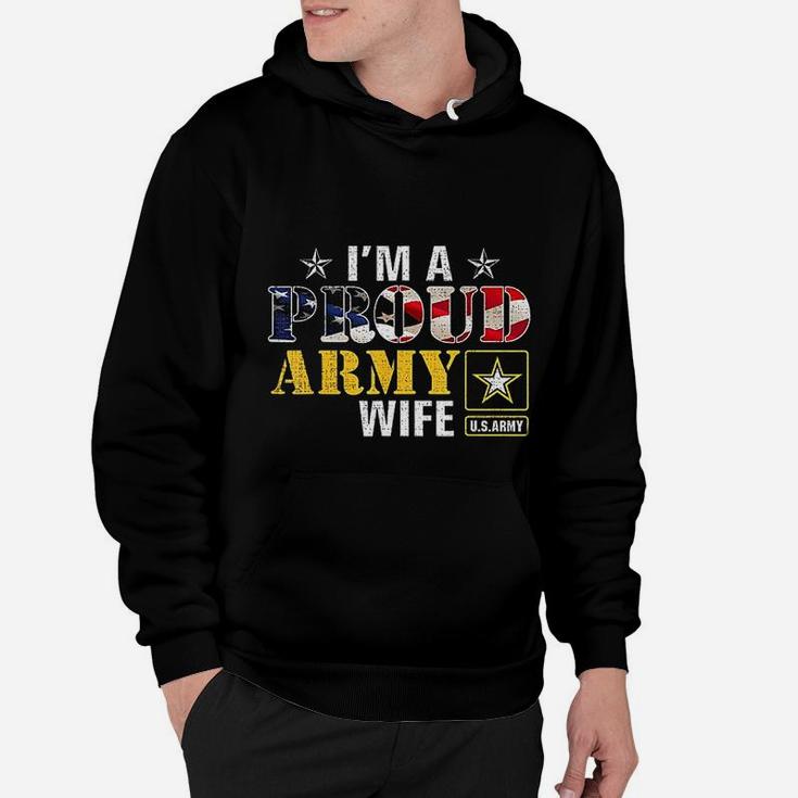 I Am A Proud Army Wife American Flag Military Gift Veteran Hoodie