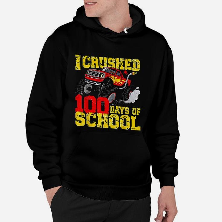 I Crushed 100 Days Of School Monster Truck Teacher Kids Boys Hoodie