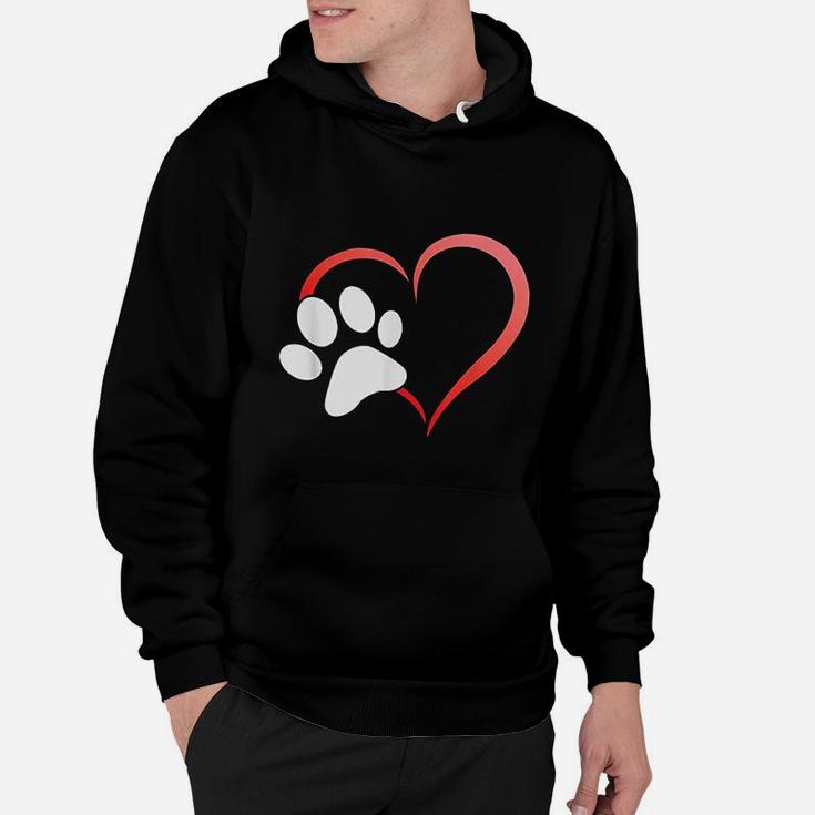 I Heart Love Dogs Cats Paw Print Gift Dog Cat Lovers Hoodie
