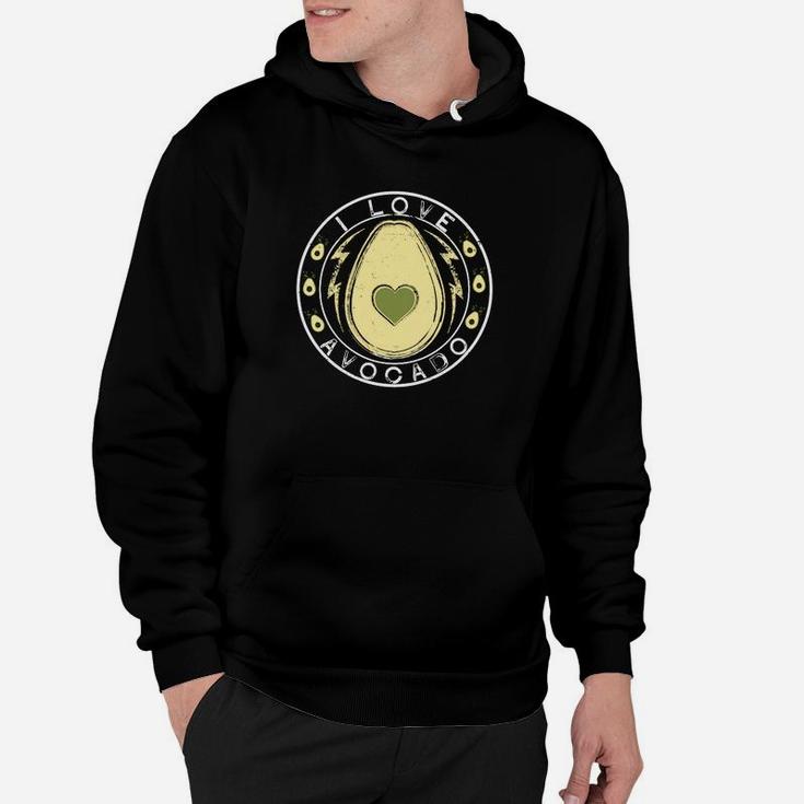 I Love Avocado Herz-Design Schwarzes Hoodie für Avocado-Liebhaber