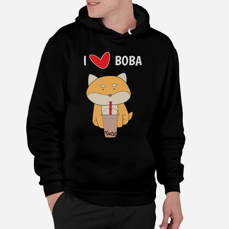 I Love Boba Funny Corgi Dog Bubble Tea Cute Hoodie