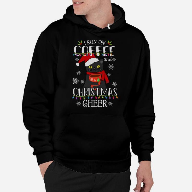 I Run On Coffee And Christmas Cheer Happy Xmas Cat Hoodie