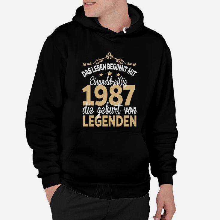 Jahrgang 1987 Legenden Hoodie, Retro Geburtstags-Hoodie für Männer