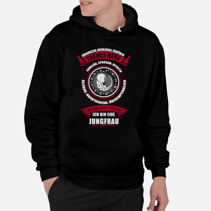 Jungfrau Sternzeichen Hoodie Schwarz mit Spruch & Emblem