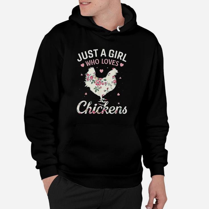 Just A Girl Who Loves Chickens Floral Farmer Girl Gifts Hoodie