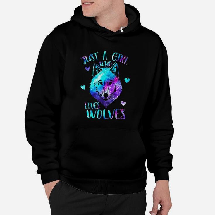 Just A Girl Who Loves Wolves Galaxy Space Hoodie