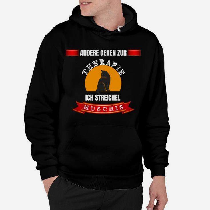 Katzensilhouette Hoodie Therapie durch Miezen, Lustiges Tee für Katzenfans