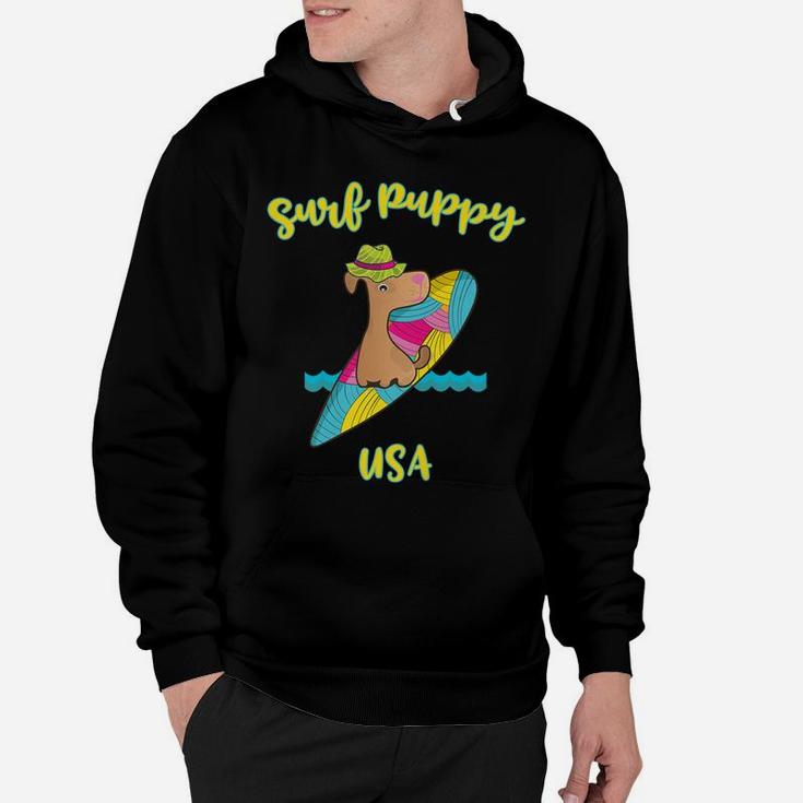 Kids Funny Surf Puppy For Kids Who Love Dogs Hoodie