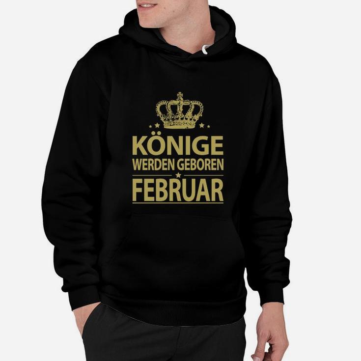 Könige Geboren im Februar Hoodie mit Krone, Schwarz