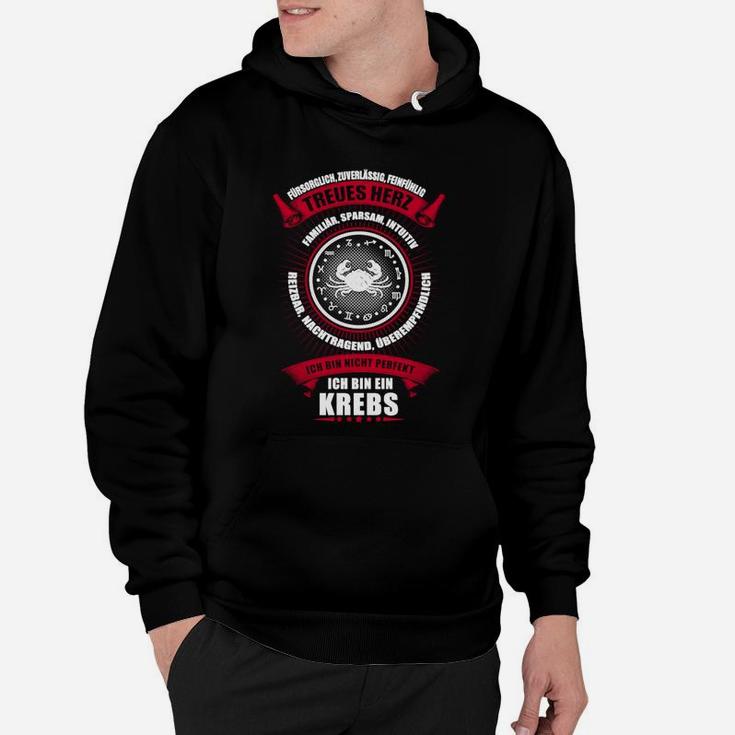 Krebs Sternzeichen Hoodie für Herren mit Spruch, Schwarzes Astrologie Tee