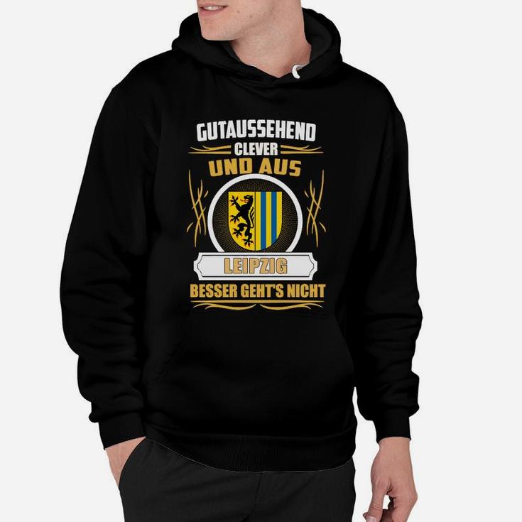 Leipzig-Fan Hoodie Schwarz, Stadtwappen & Slogan Design