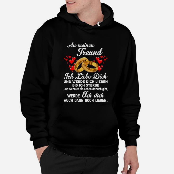 Liebeserklärung Hoodie mit Blumen- & Ringmotiv für Männer, Romantik Pur