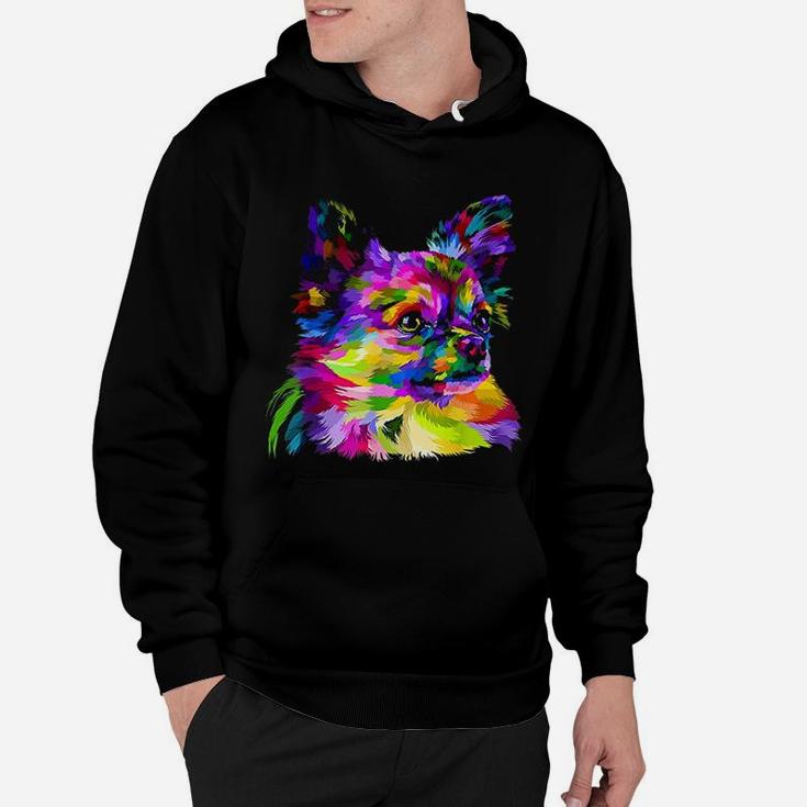 Long Hair Chihuahua Pop Art Portrait Art For Dog Owners Hoodie