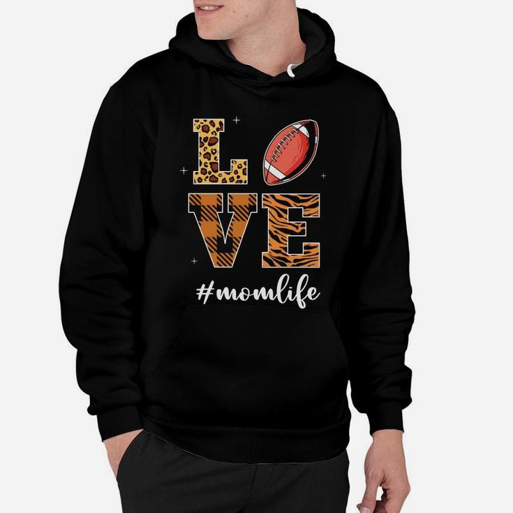 Love Mom Life Football Mom Leopard Plaid Gift For Mother Hoodie