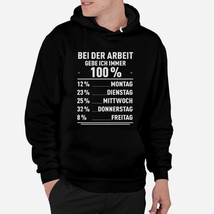 Lustiges Arbeitswochen-Hoodie für Herren Immer 100% bei der Arbeit, Energieaufteilung-Design