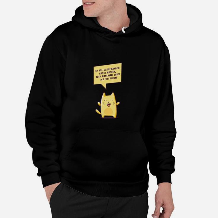 Lustiges Kätzchen Spruch Hoodie in Schwarz, Humorvolles Katzen Tee