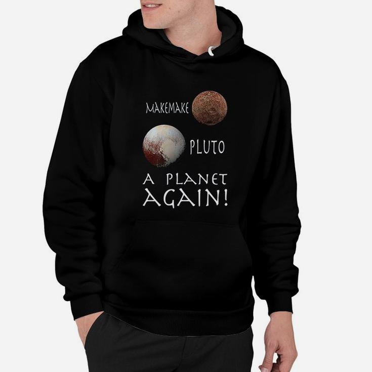 Makemake Pluto With White Text Stacked Planets Hoodie