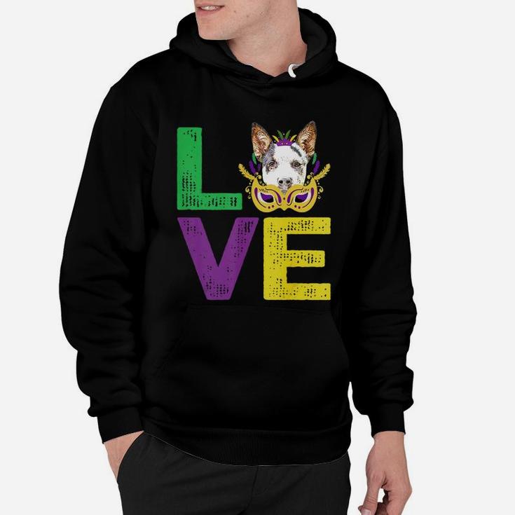 Mardi Gras Fat Tuesday Costume Love Australian Cattle Dog Funny Gift For Dog Lovers Hoodie