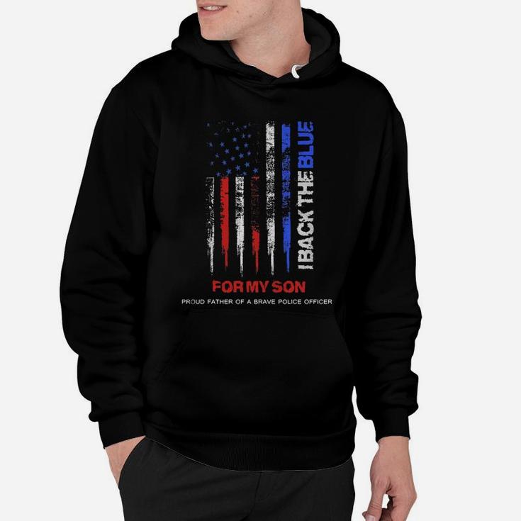 Men's I Back The Blue For My Son Thin Blue Line Police DadShirt Hoodie