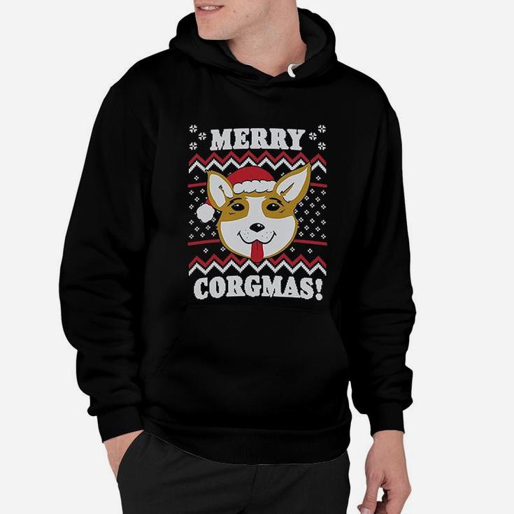 Merry Corgmas Ugly Christmas Dog Dad Lover Hilarious Funny Hoodie