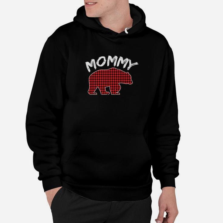 Mommy Bear Red Plaid Mom Matching Family Christmas Hoodie