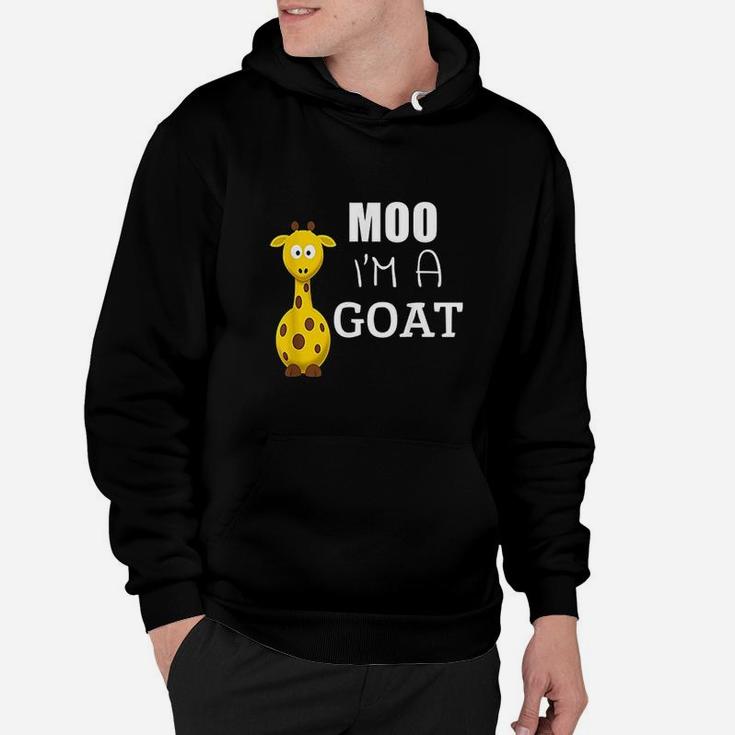 Moo I Am A Goat Funny Cartoon Giraffe Graphic Ironic Hoodie