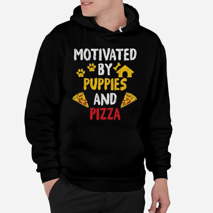 Motivated By Puppies And Pizza Funny Dog Pizza T Hoodie