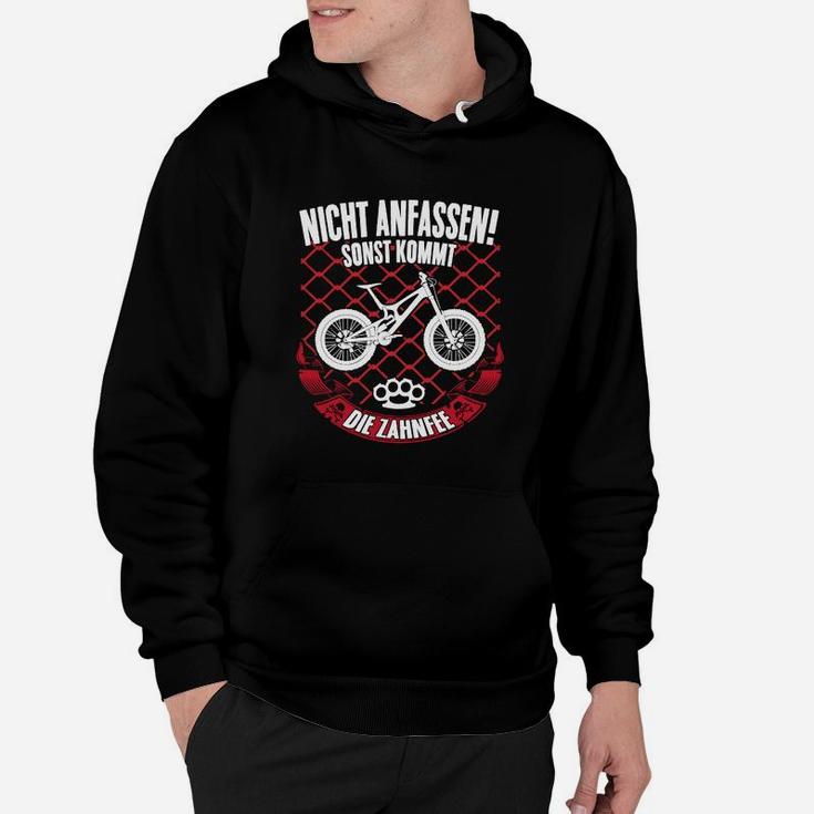 Motocross Hoodie Schwarz, 'Nicht anfassen! Zahnfee Warnung', Motorrad Design