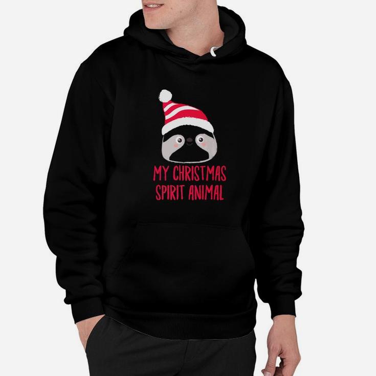 My Christmas Spirit Animal Sloth Hat Holiday Gift Hoodie