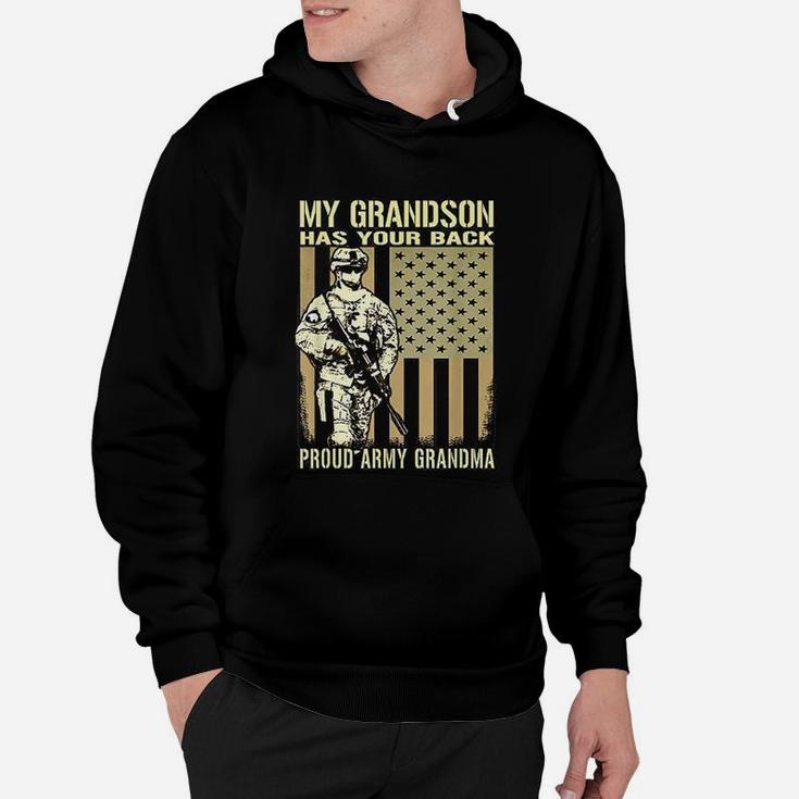 My Grandson Has Your Back Proud Army Grandma Military Gift Hoodie