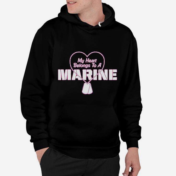 My Heart Belongs To A Marine Pink Hoodie