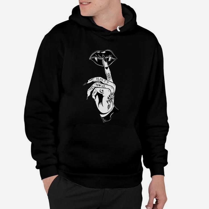 Mystisches Drachen & Schwert Design Schwarzes Grafik-Hoodie