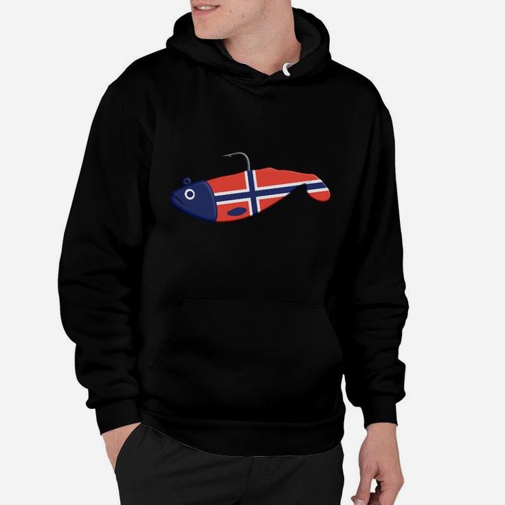 Norwegischer Flaggenfisch Schwarzes Hoodie, Spezielles Design Tee