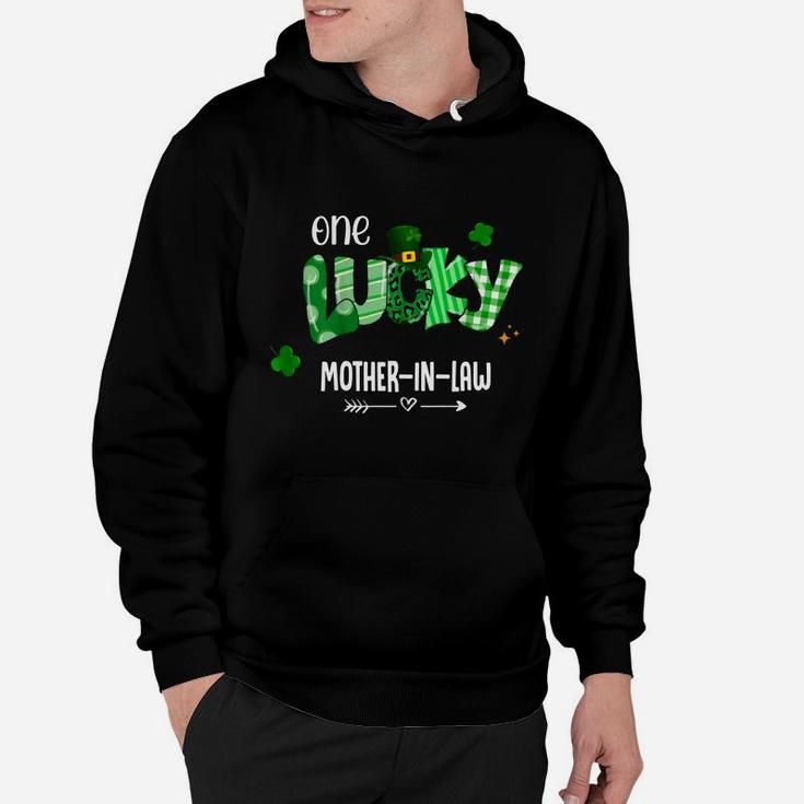 One Lucky Mother-in-law Shamrock Leopard Green Plaid St Patrick Day Family Gift Hoodie
