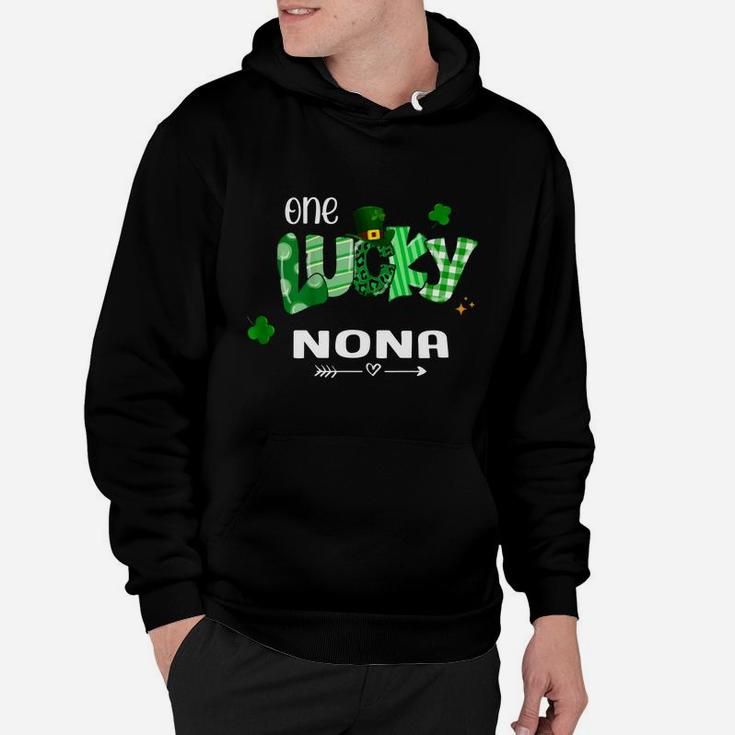 One Lucky Nona Shamrock Leopard Green Plaid St Patrick Day Family Gift Hoodie