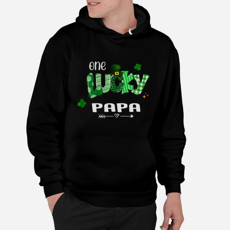 One Lucky Papa Shamrock Leopard Green Plaid St Patrick Day Family Gift Hoodie