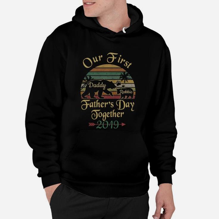 Our First Father Day Together 2019 Bear Vintage Custom Kids Name Hoodie