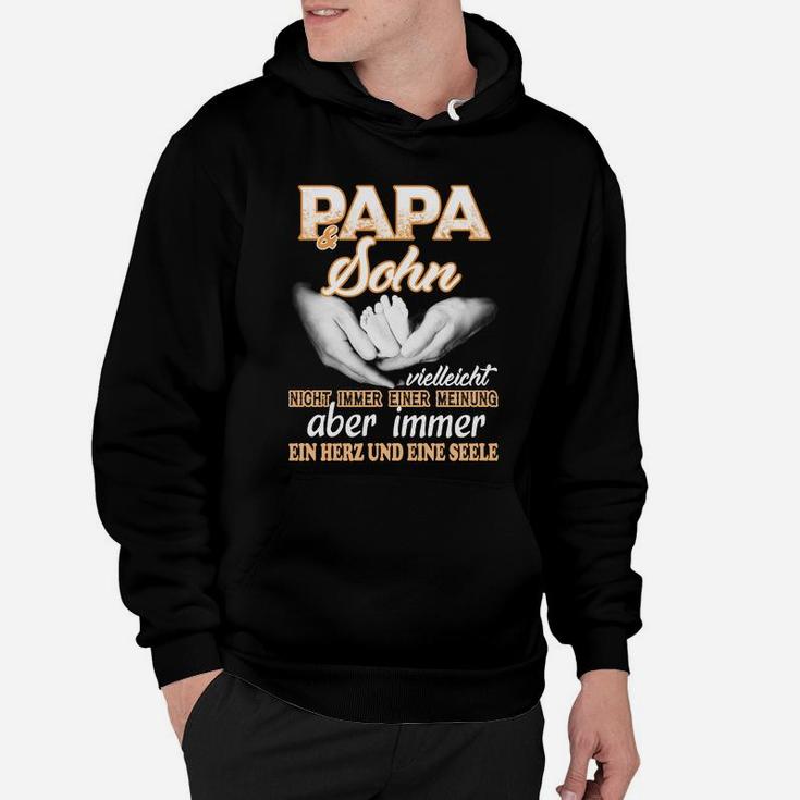 Papa-Sohn Partnerlook Hoodie 'Herz und Seele', Handschlag-Design in Schwarz