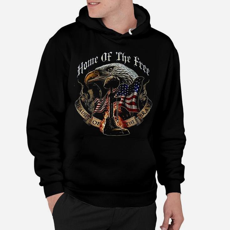 Patriotic Home Of The Free American Flag Marine Corps Us Army Air Force Us Navy Military Hoodie