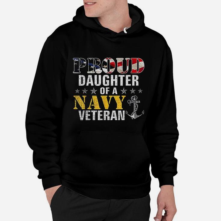 Proud Daughter Of A Navy Veteran American Flag Military Gift Hoodie