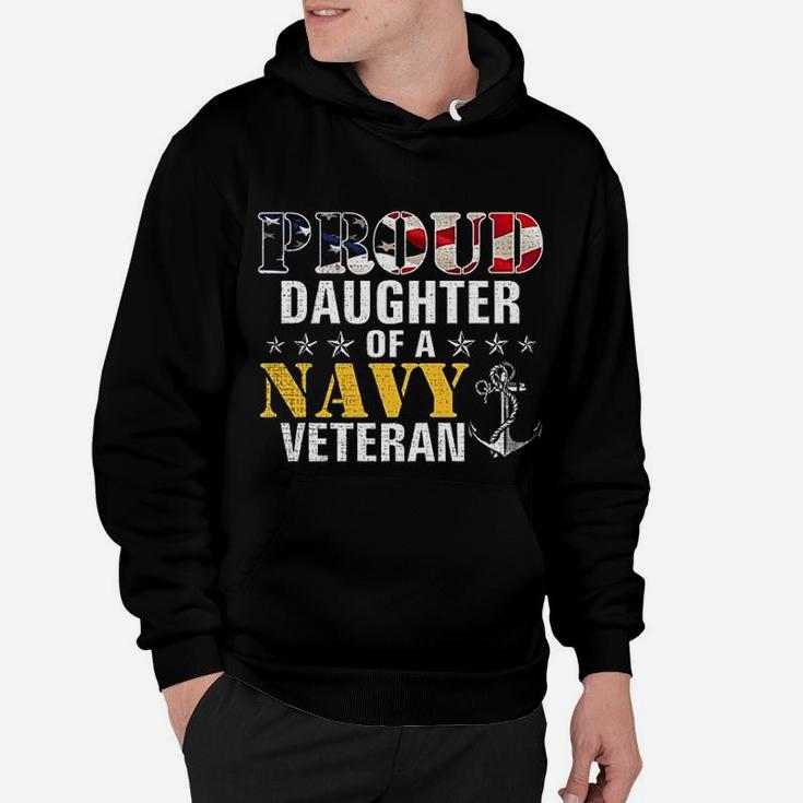 Proud Daughter Of A Navy Veteran American Flag Military Gift Hoodie