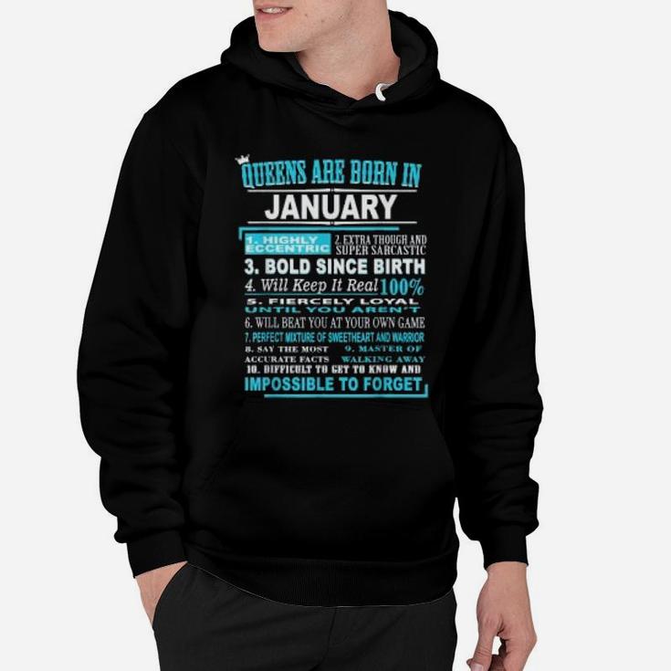 Queens Are Born In January - 10 Facts Born In January Hoodie