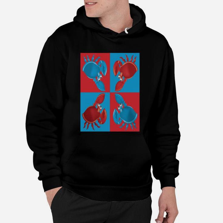 Red And Blue Crabs On Blue And Red Squares Hoodie